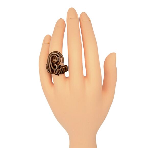 Copper Spiral Twist Statement Ring Sz 6 Art Deco Celtic Artesian - Picture 5 of 15